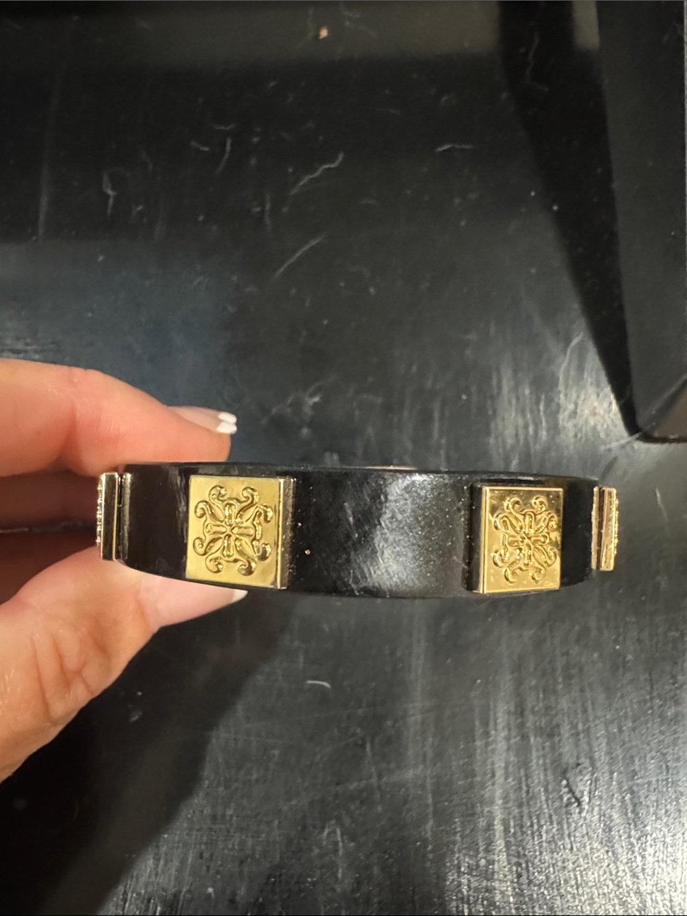 Rustic Cuff Black and Gold Decorative Cuff Bracelet
